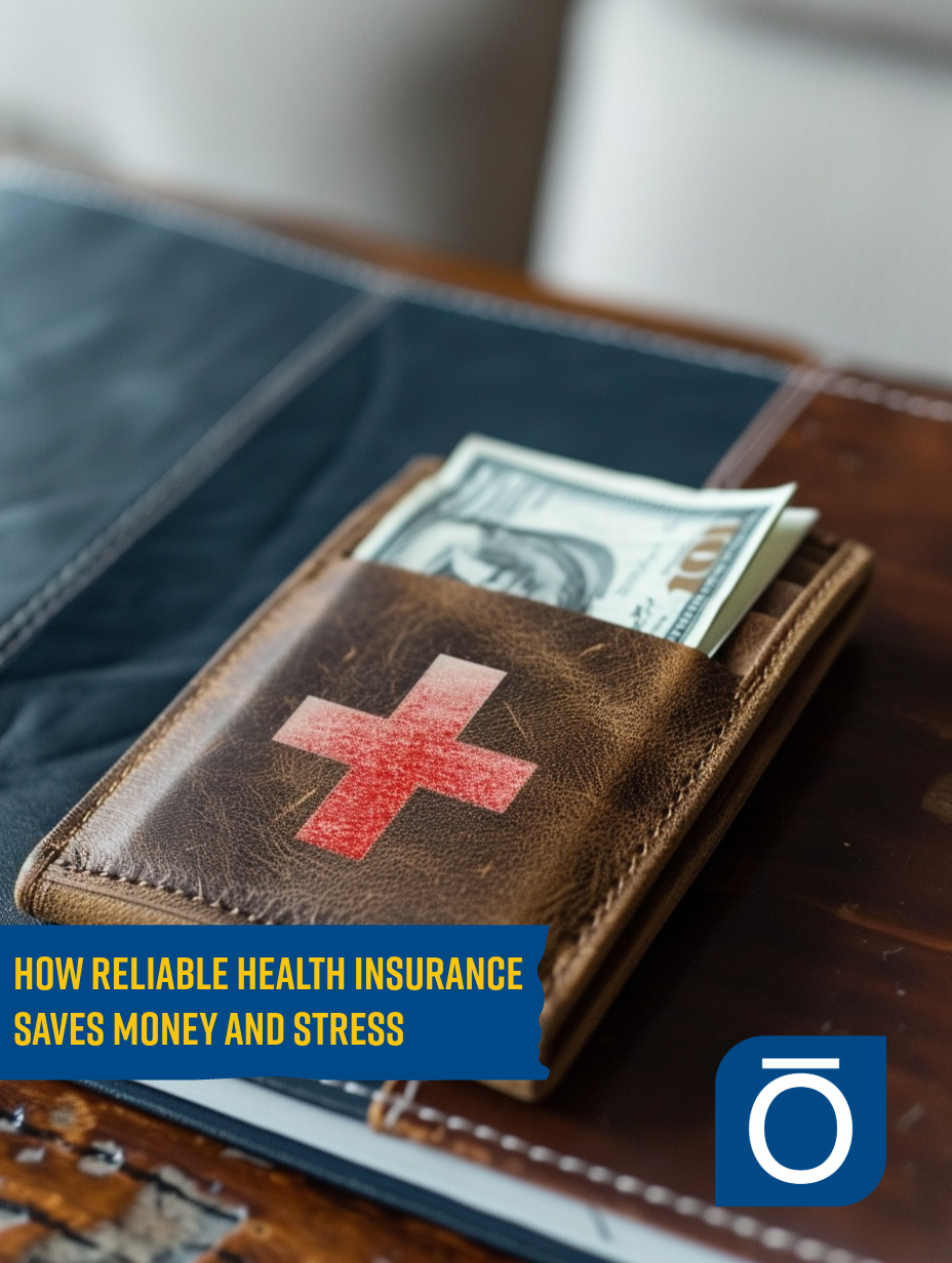 Wallet with cash and red cross symbol representing health insurance savings and security.